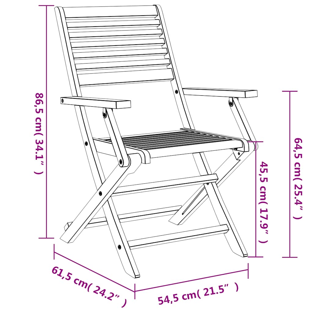 Folding Chairs 2 pcs 54,5x61,5x86,5 cm Solid Wood Acacia