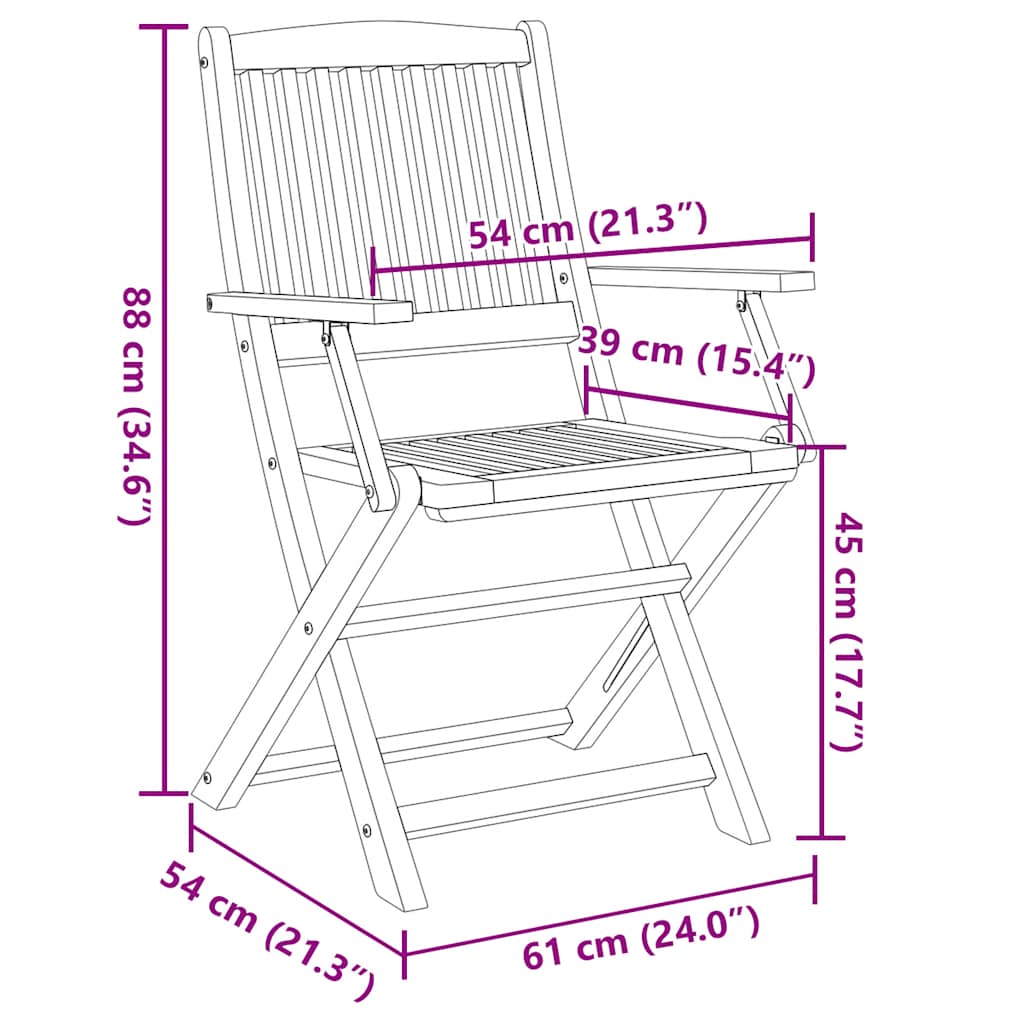 Folding Chairs 2 pcs 58x54,5x90 cm Solid Wood Acacia