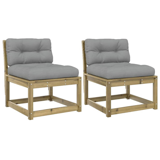 Garden Sofas with Cushions 2pcs Impregnated Wood Pine