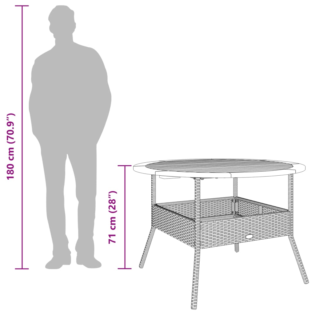 Garden Table | Beige | Poly Rattan | Ø110x71 cm | Durable | Garden Table