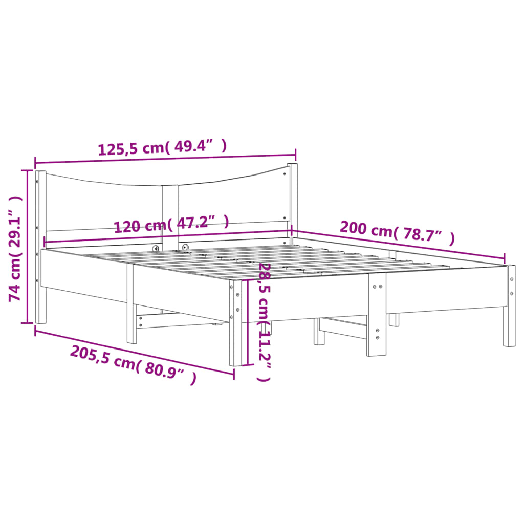 Bed Frame without Mattress Wax Brown 120x200 cm Solid Wood Pine