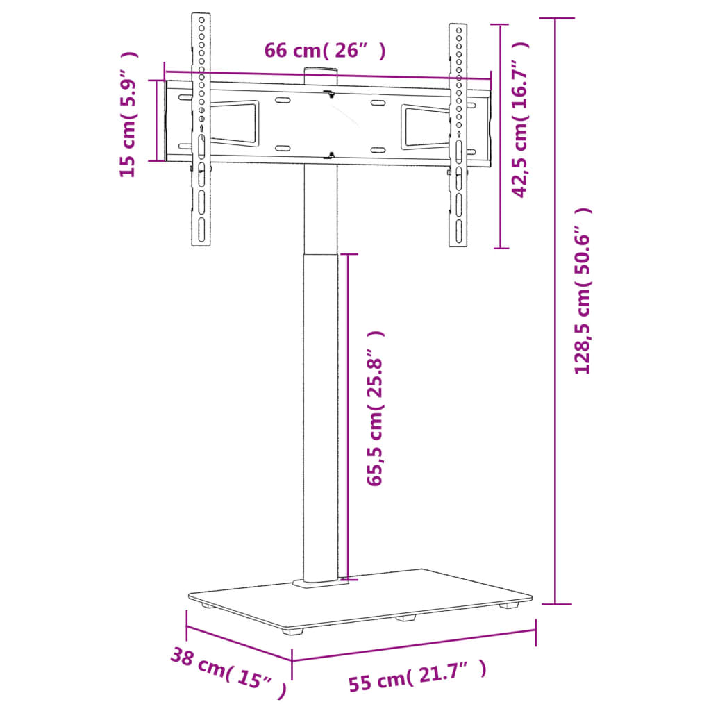 Corner TV Stand 1-Tier for 32-65 Inch Black