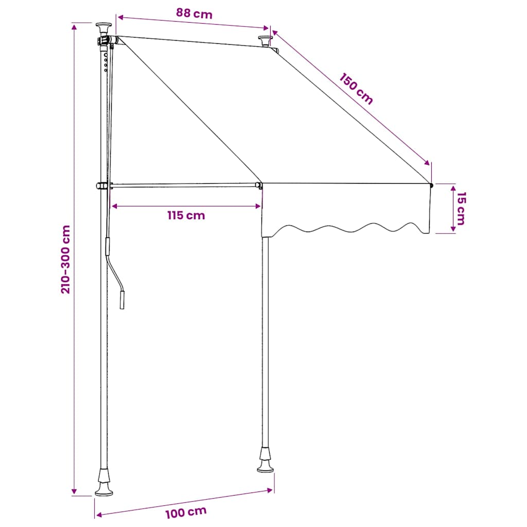 Retractable Awning Anthracite 100x150 cm Fabric and Steel