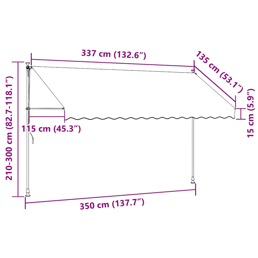 Retractable Awning Anthracite 350x150 cm Fabric and Steel