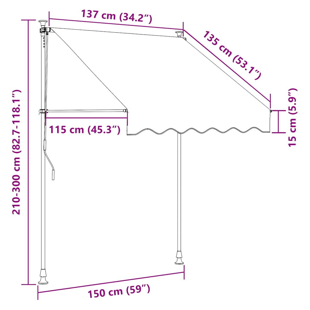 Retractable Awning Cream 150x150 cm Fabric and Steel