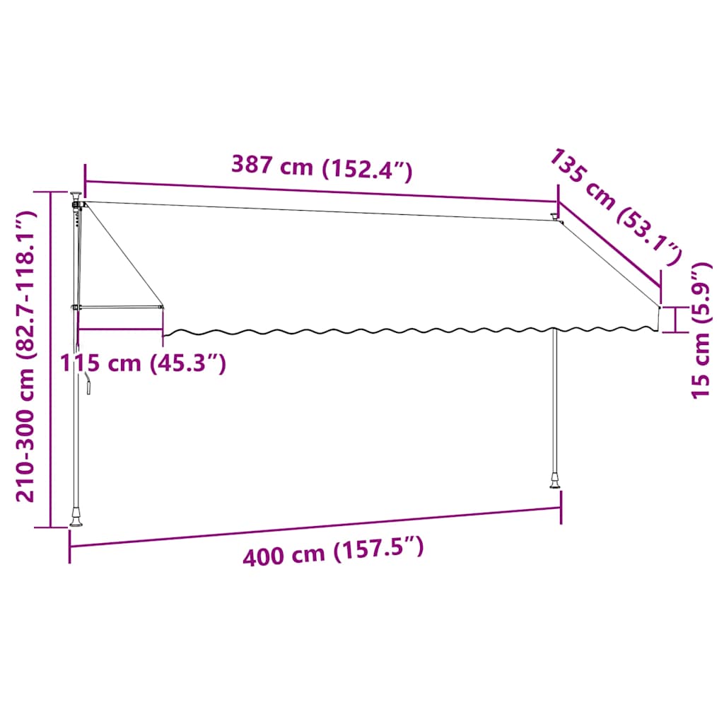 Retractable Awning Cream 400x150 cm Fabric and Steel