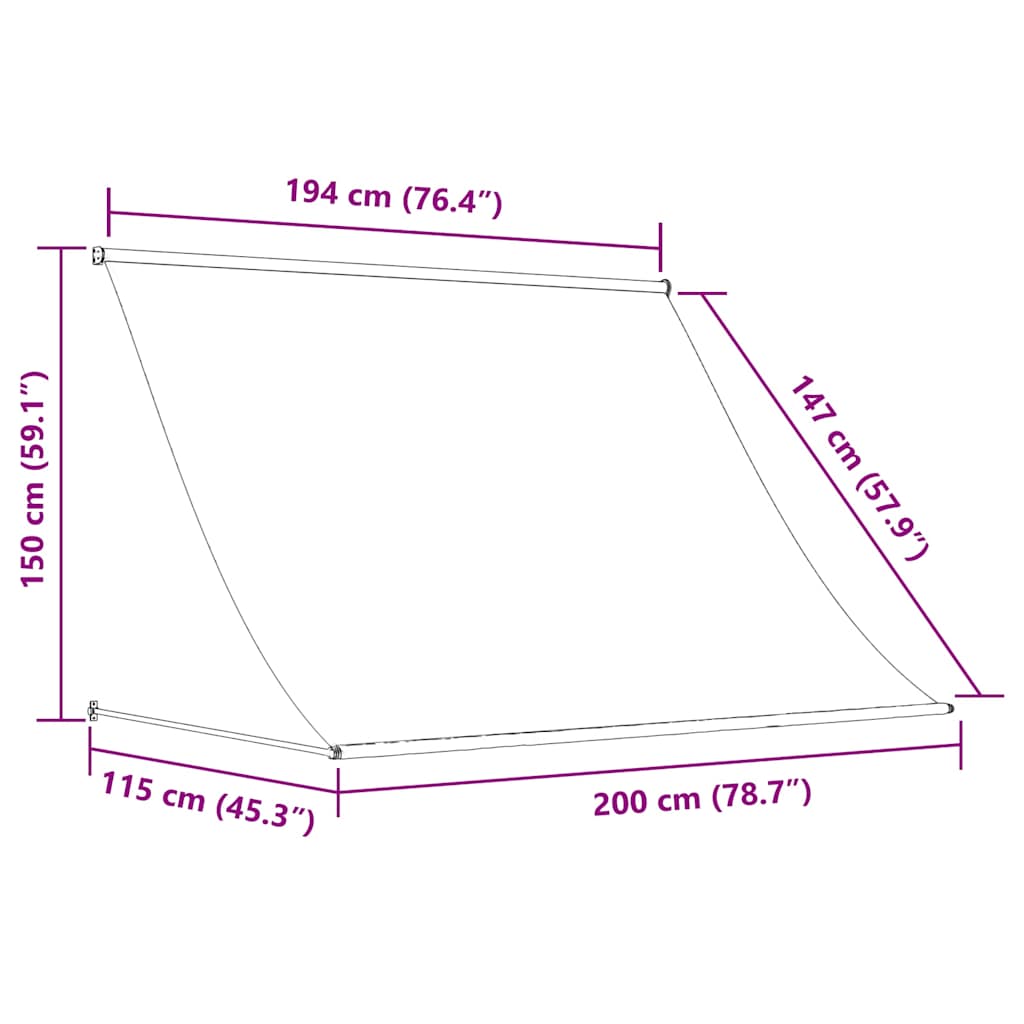 Retractable Awning Anthracite 200x150 cm Fabric and Steel