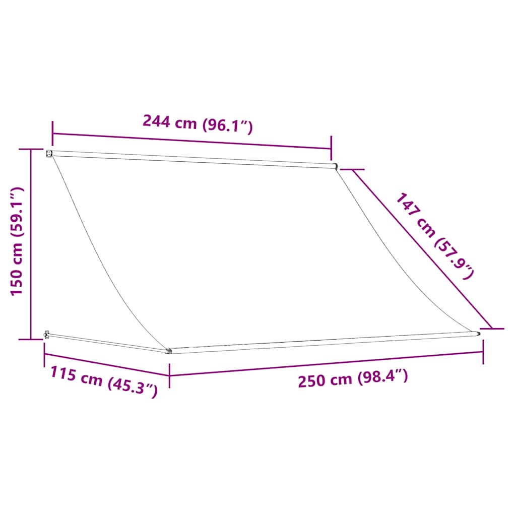 Retractable Awning | Anthracite | Steel, Polyester | 250x150 cm