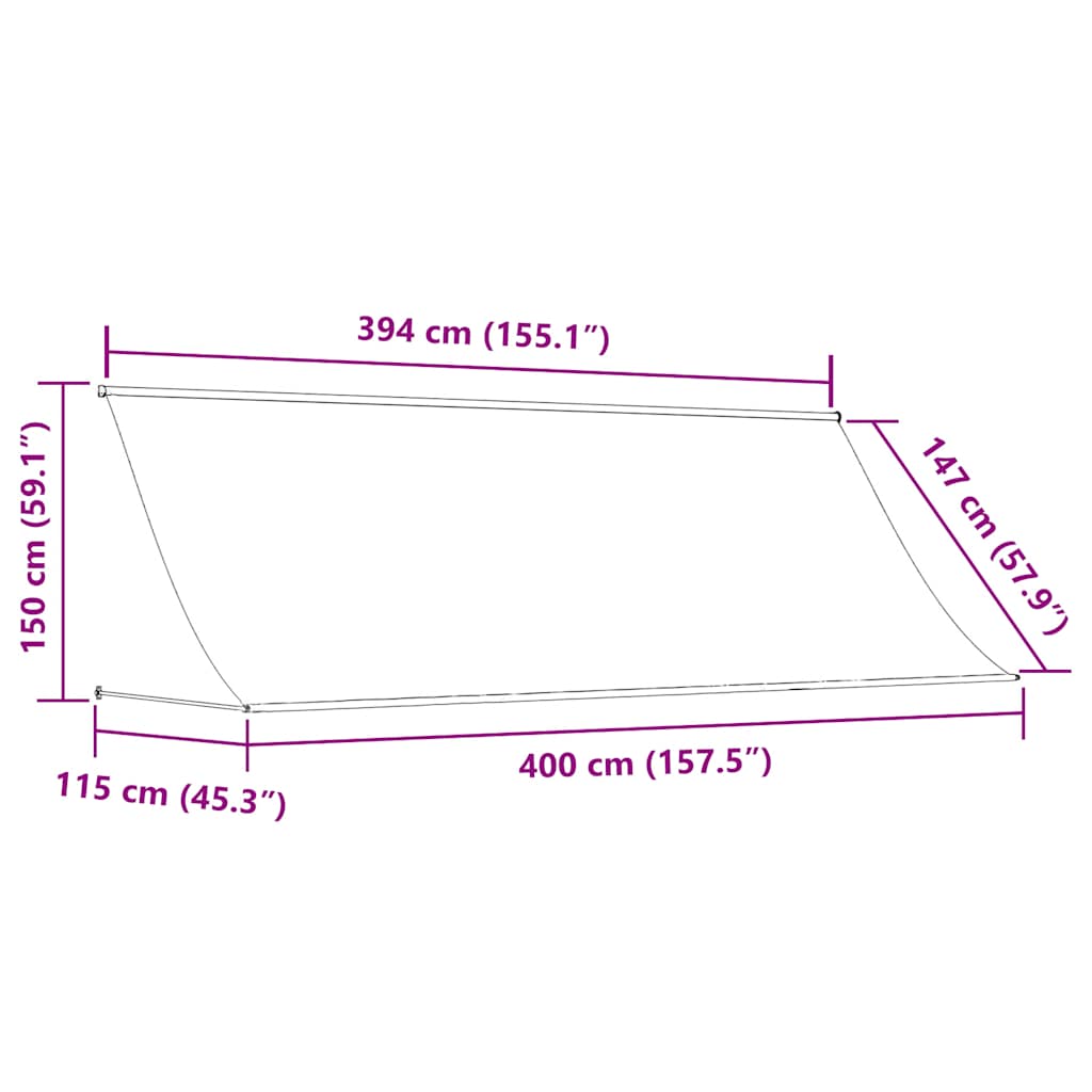 Retractable Awning | Anthracite | Polyester with PA coating | 400x150 cm