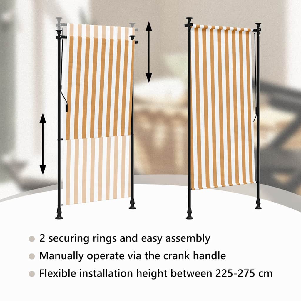 Outdoor Roller Blind Orange and White 120x270 cm Fabric&Steel