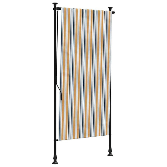 Outdoor Roller Blind Yellow and White 120x270 cm Fabric&Steel