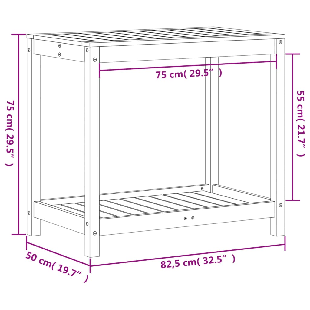 Potting Table with Shelf 82.5x50x75 cm Solid Wood Douglas