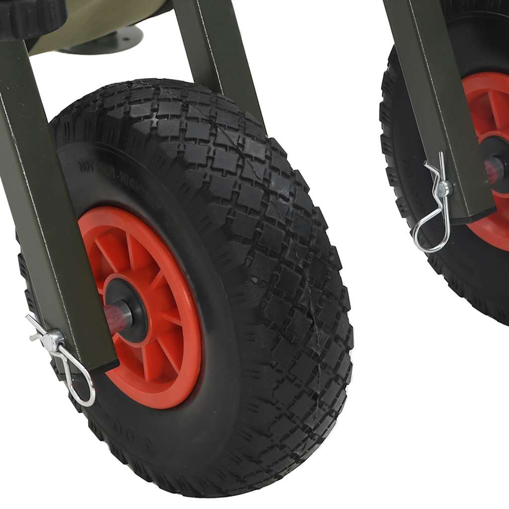 Fishing Trolley Green with 2 Wheels Powder-coated Steel