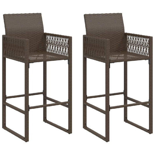 Garden Bar Stools 2 pcs Brown Poly Rattan