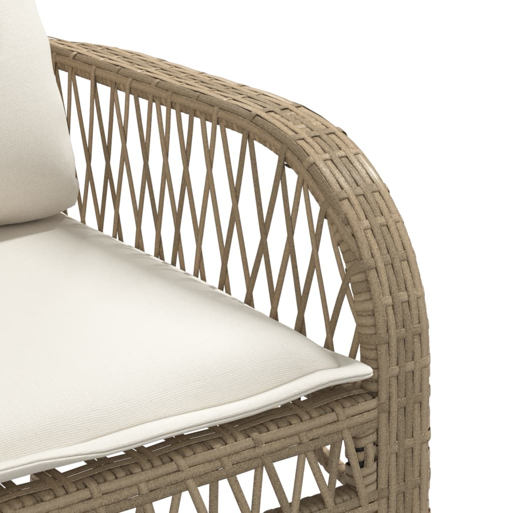 4 Piece Patio Sofa Set with Cushions Beige Poly Rattan