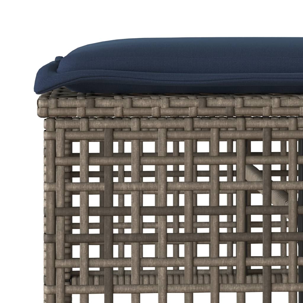4 Piece Patio Sofa Set with Cushions Gray Poly Rattan Glass