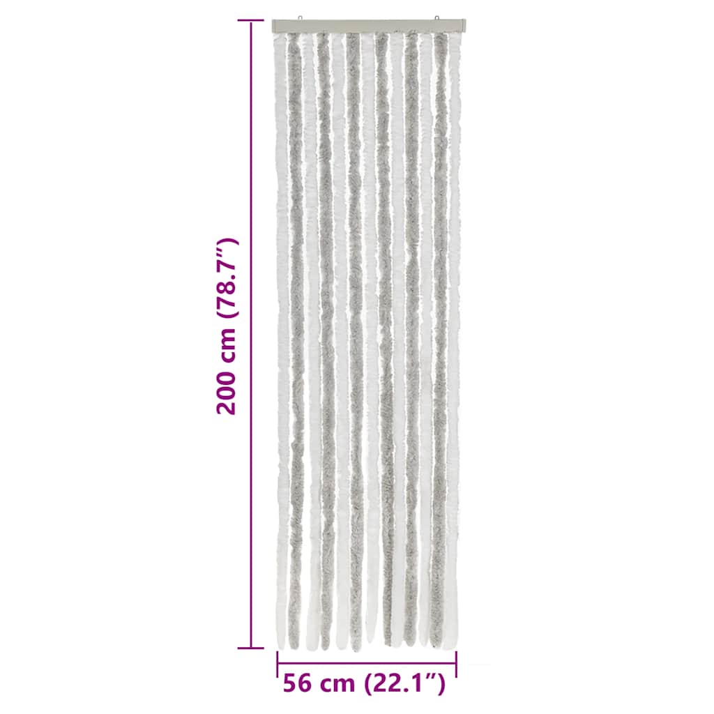 Fly Curtain Light Grey and White 56x200 cm Chenille
