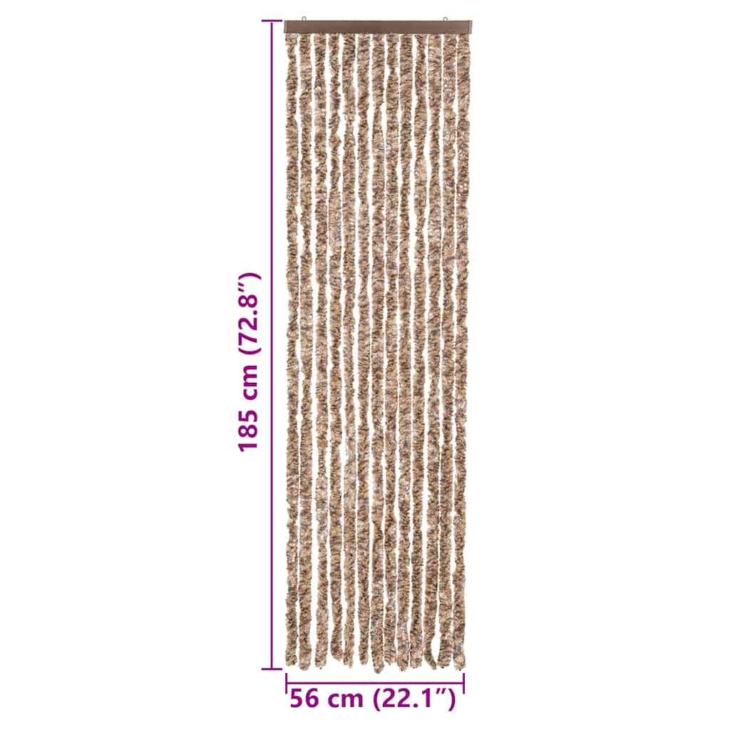 Fly Curtain Beige and Dark Brown 56x185 cm Chenille
