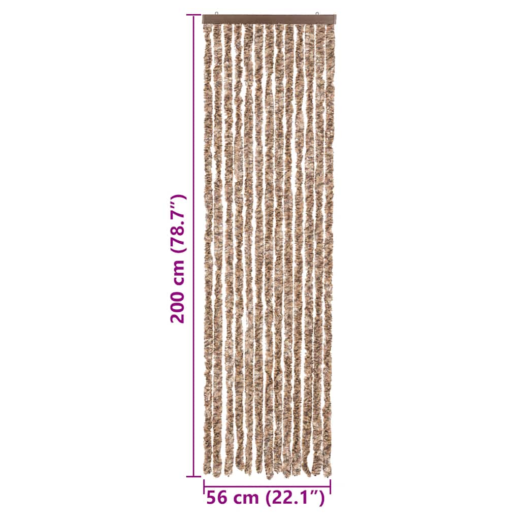 Fly Curtain Beige and Dark Brown 56x200 cm Chenille