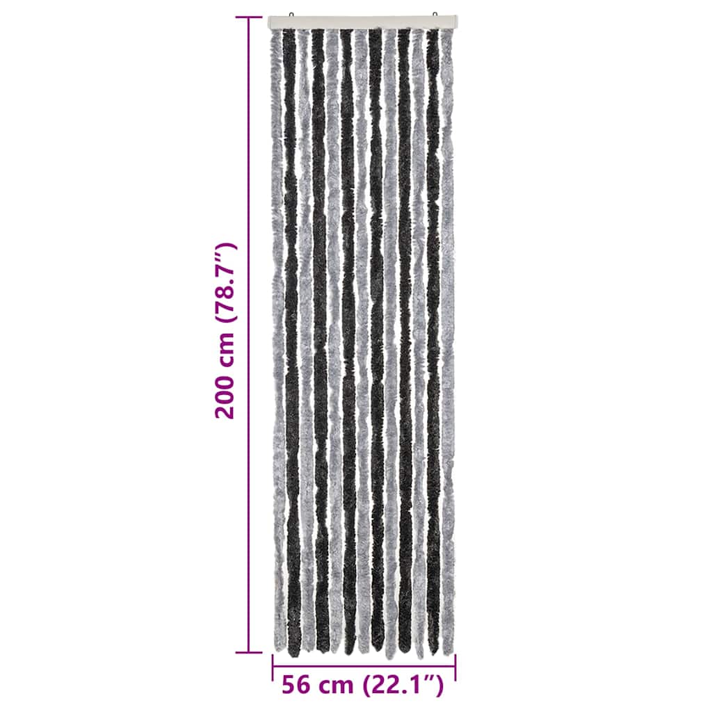 Fly Curtain Grey and Black 56x200 cm Chenille