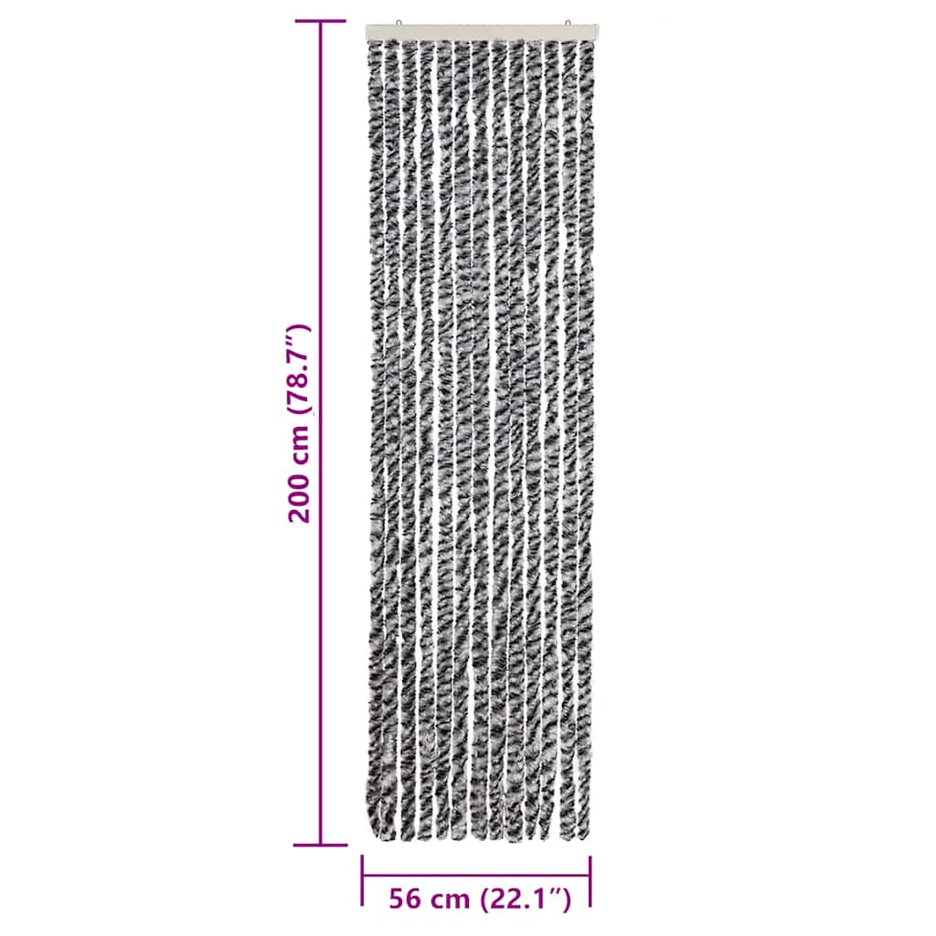 Fly Curtain Grey and Black and White 56x200 cm Chenille