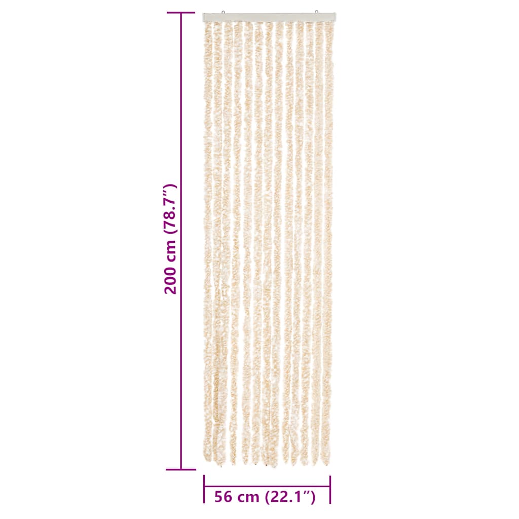 Fly Curtain Beige and White 56x200 cm Chenille