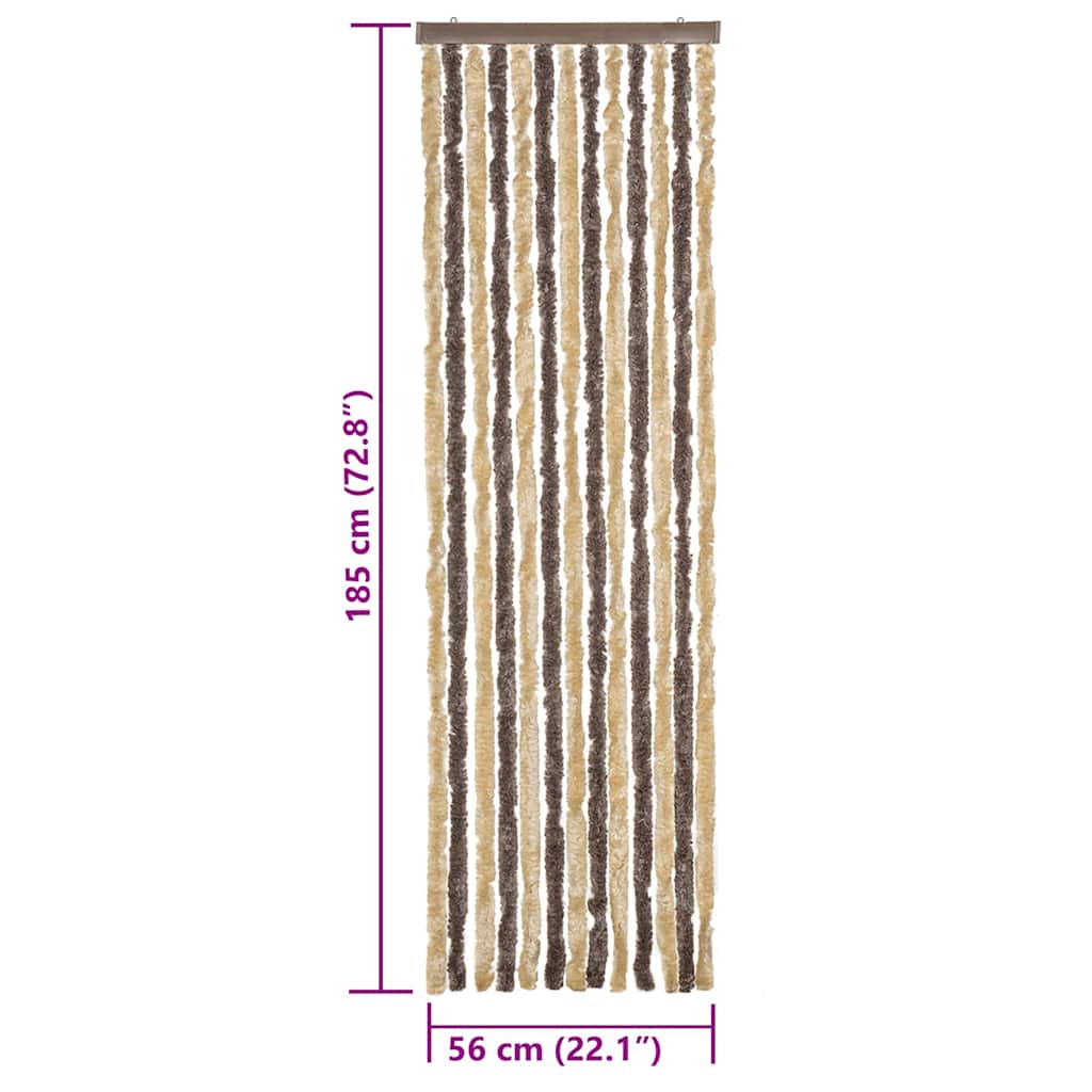 Fly Curtain Dark Brown and Beige 56x185 cm Chenille