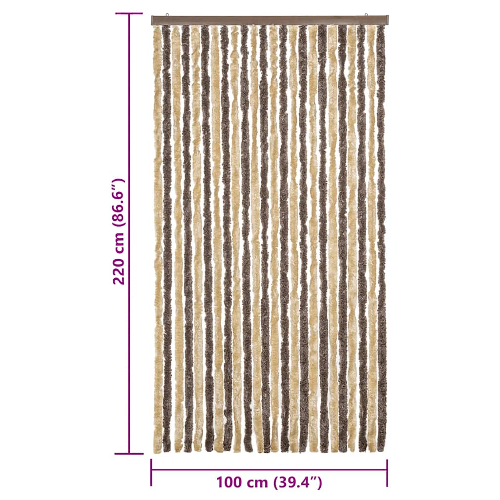 Fly Curtain Dark Brown and Beige 100x220 cm Chenille