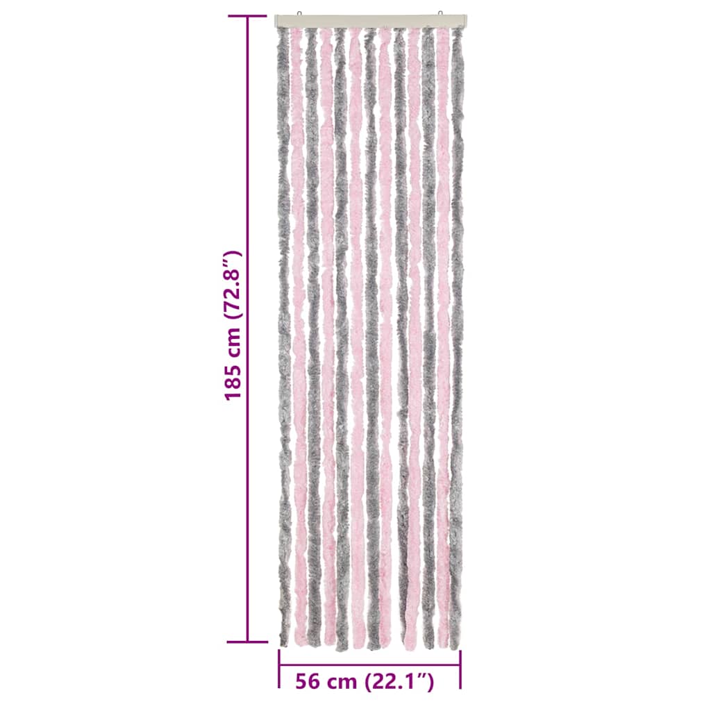 Fly Curtain Silver Grey and Pink 56x185 cm Chenille