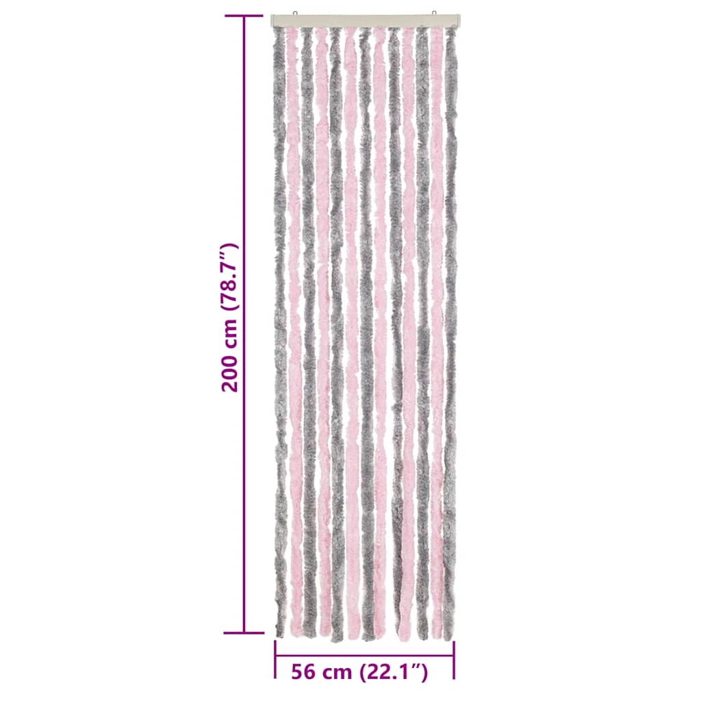 Fly Curtain Silver Grey and Pink 56x200 cm Chenille