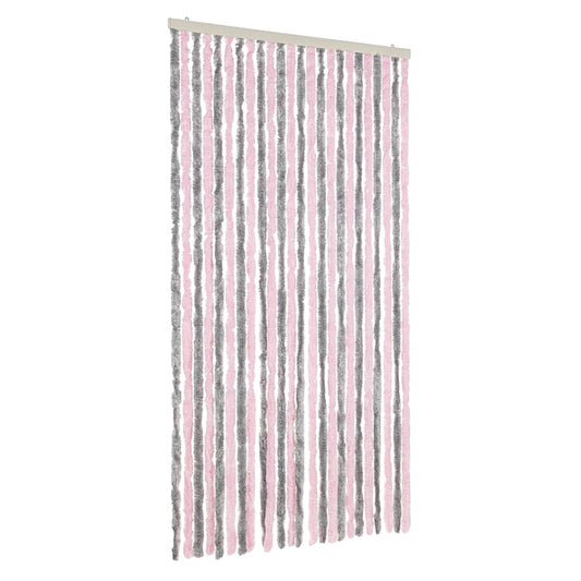 Fly Curtain Silver Grey and Pink 100x200 cm Chenille