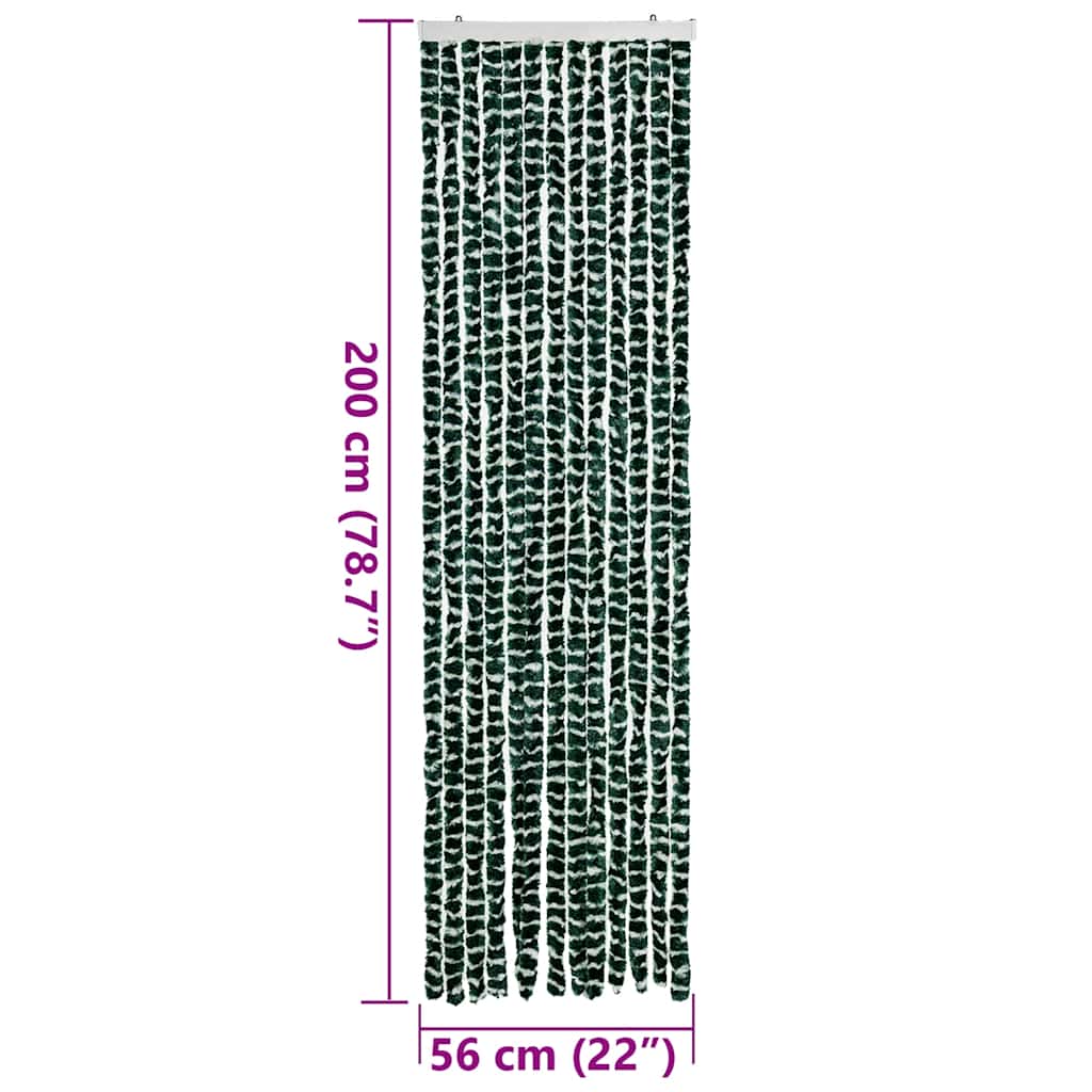 Fly Curtain Green and White 56x200 cm Chenille