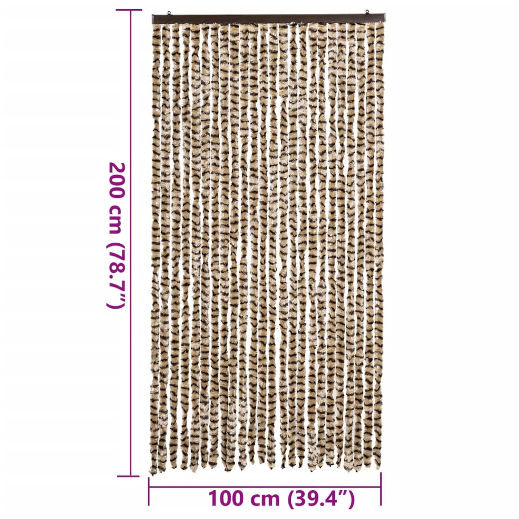 Fly Curtain Beige and Brown 100x200 cm Chenille