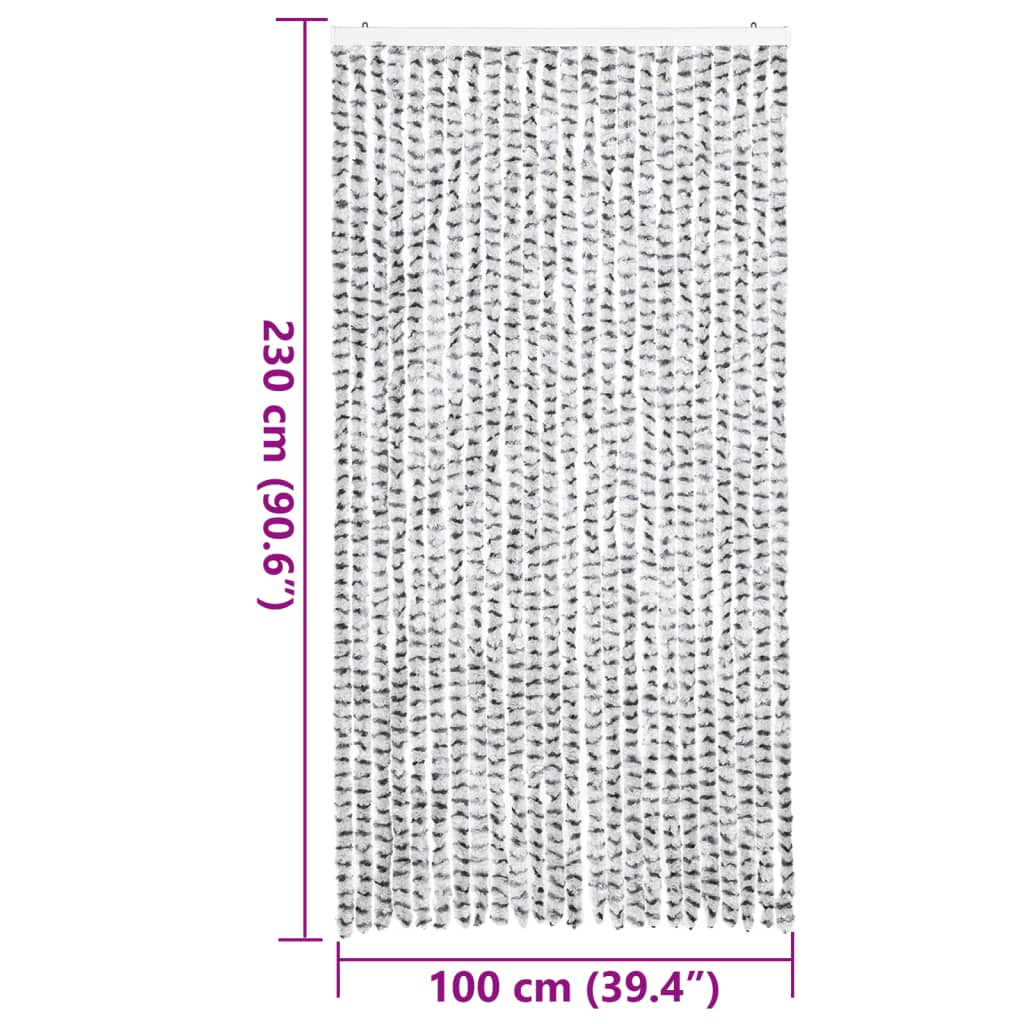 Fly Curtain Light Grey and Dark Grey 100x230 cm Chenille