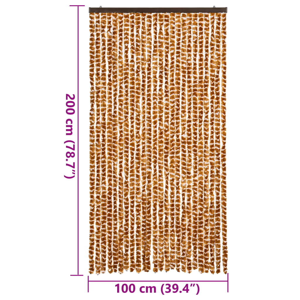 Fly Curtain Ochre and White 100x200 cm Chenille