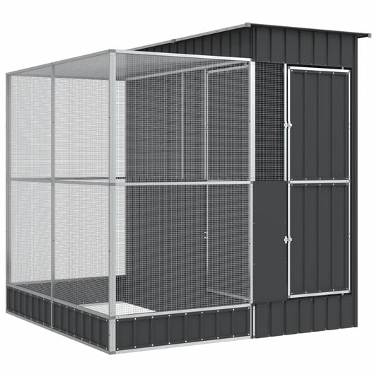 Aviary with Extension Silver 209x203x216 cm Steel