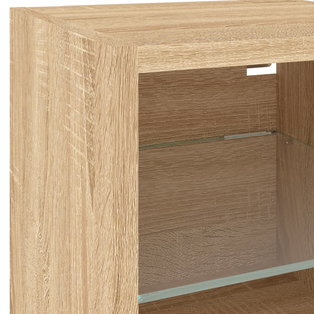 8 Piece TV Wall Units with LED Sonoma Oak Engineered Wood