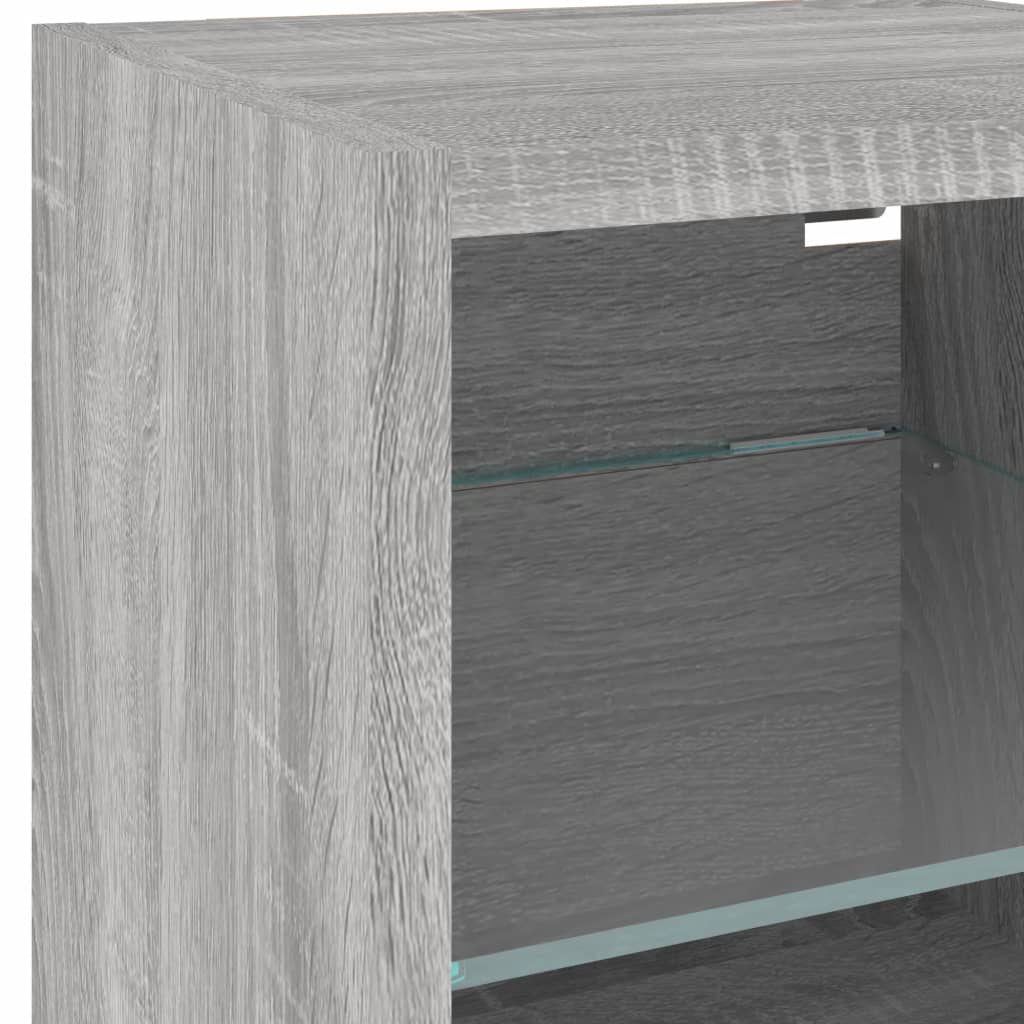 4 Piece TV Wall Units with LED Grey Sonoma Engineered Wood