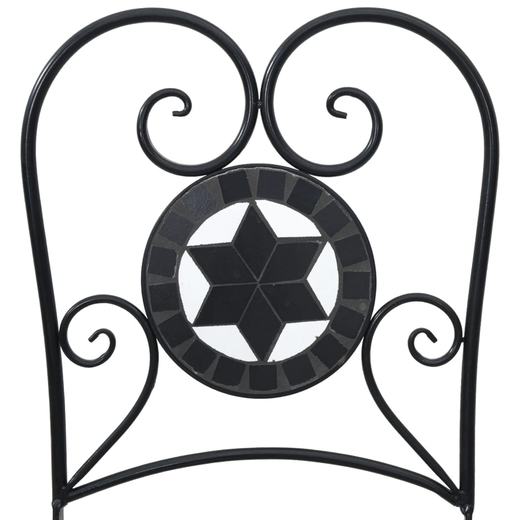 Folding Chairs 2 pcs Black and White Ceramic