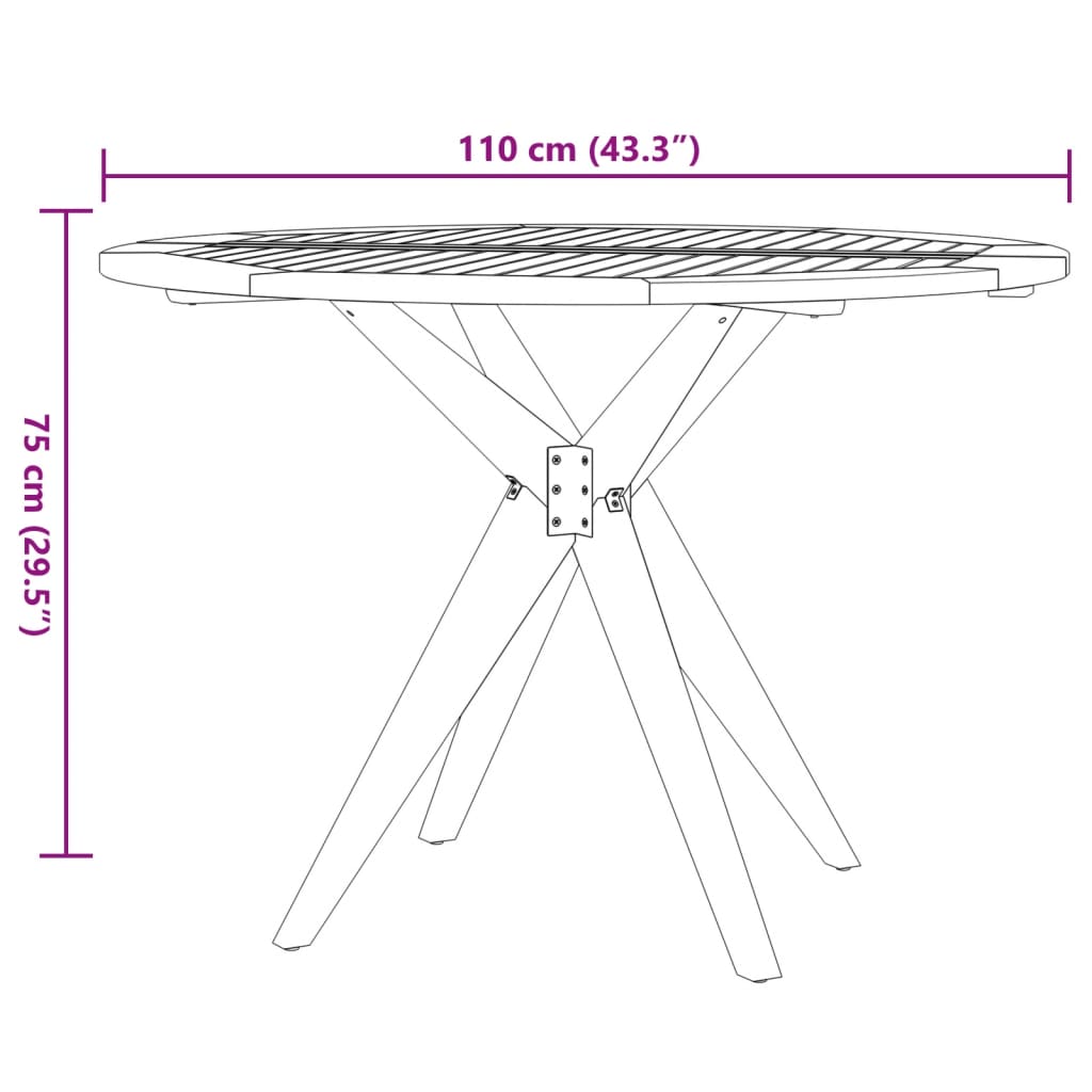 Garden Table | Brown | Solid Acacia wood | Ø110 x 75 cm | Durable