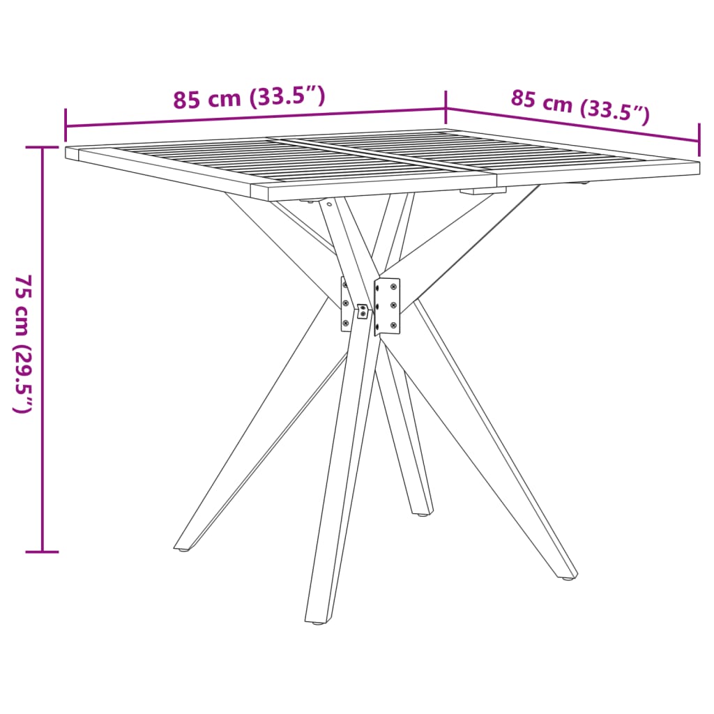 Garden Table Square 85x85x75 cm Solid Wood Acacia