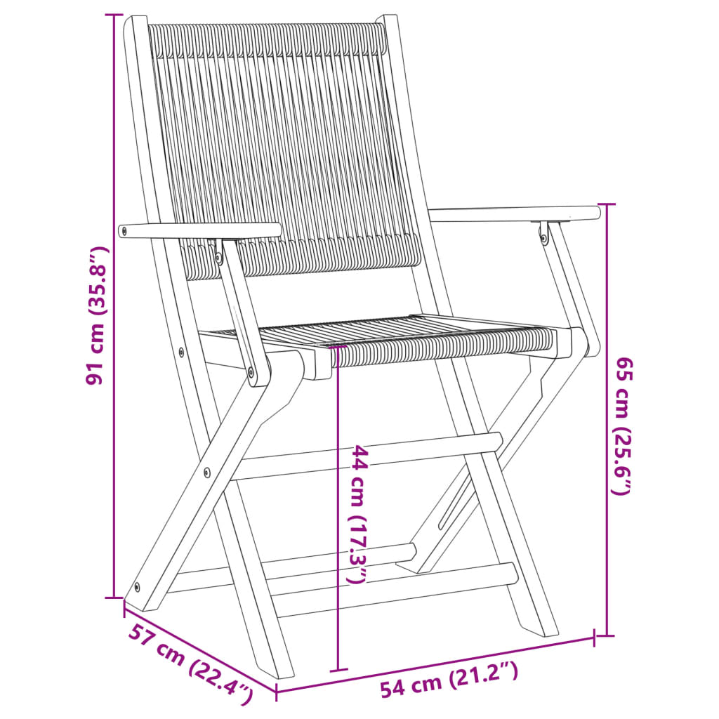 Folding Chairs 2 pcs Black Solid Wood Acacia and Polypropylene