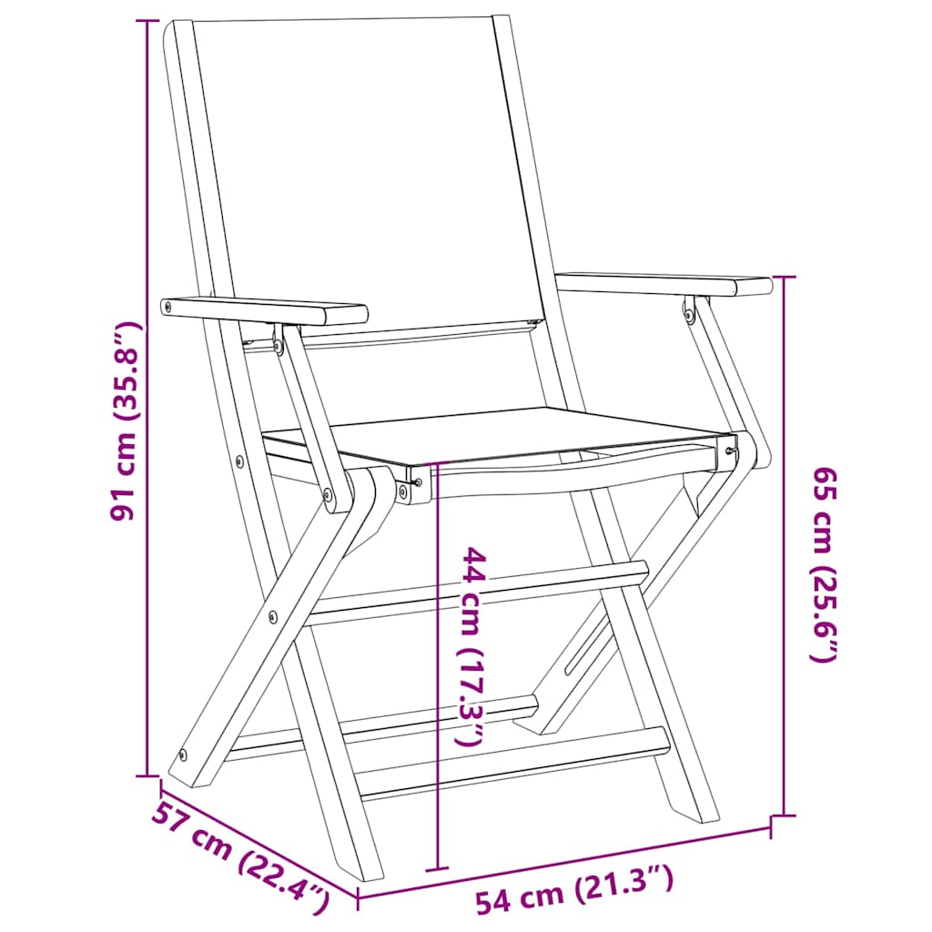 Folding Chairs 2 pcs Taupe Solid Wood Acacia and Fabric