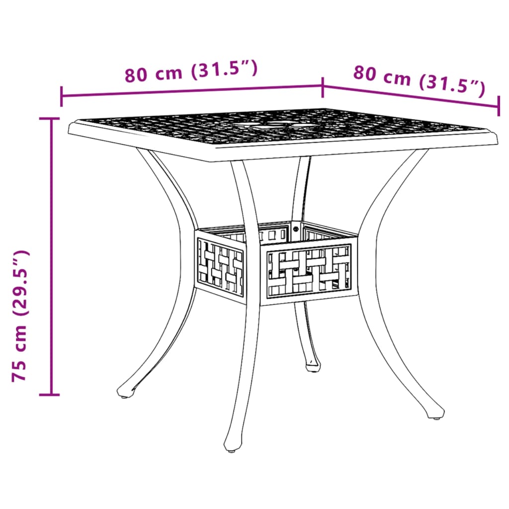 Garden Table | Black | Cast Aluminium | Medium | Durable | Garden Table