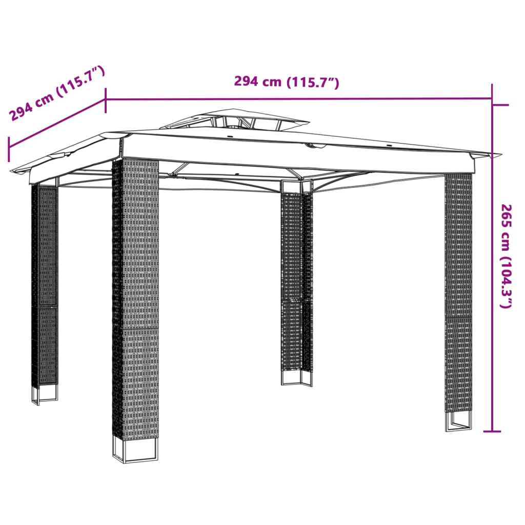 Gazebo | Anthracite | Powder-coated steel | Large