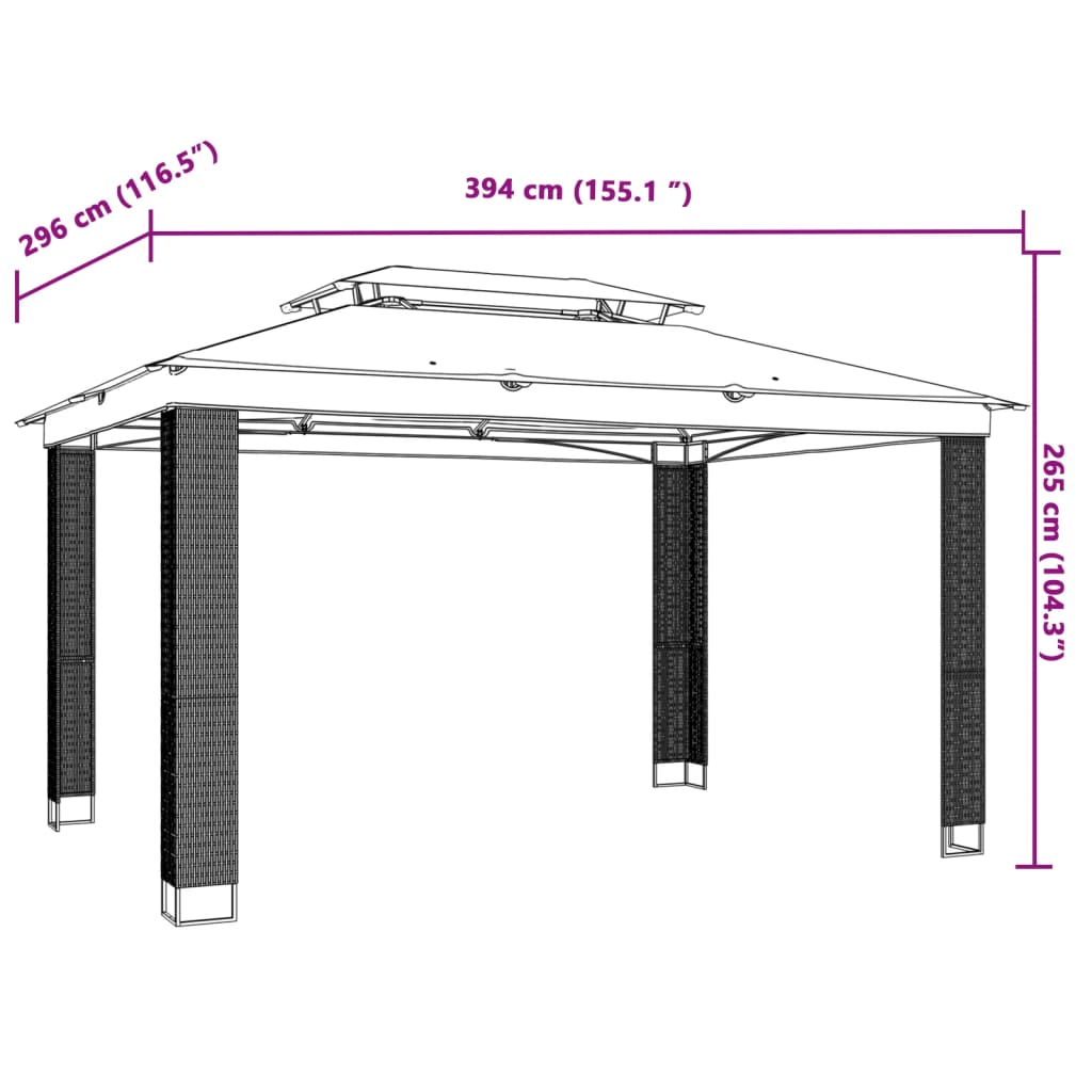 Gazebo | Anthracite | Powder-coated steel, polyester with PA coating