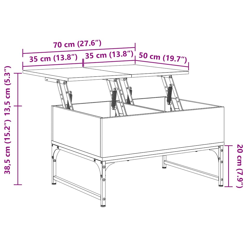 Coffee Table Black 70x50x40 cm Engineered Wood and Metal