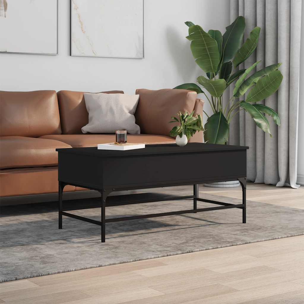 Coffee Table Black 100x50x45 cm Engineered Wood and Metal
