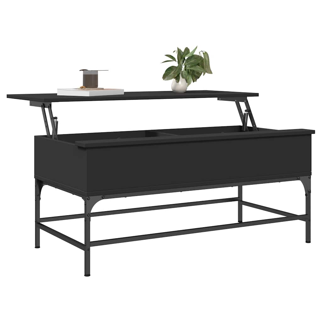 Coffee Table Black 100x50x45 cm Engineered Wood and Metal