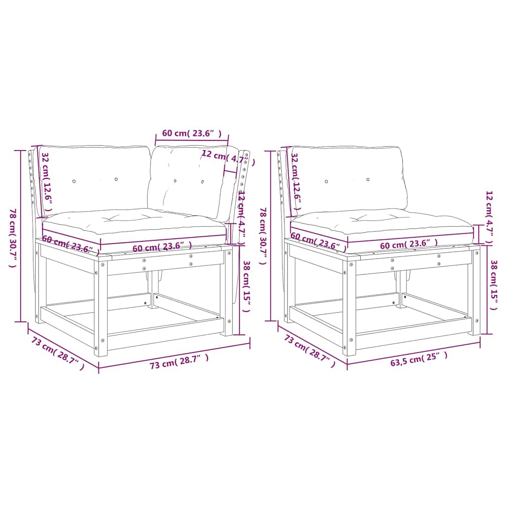 5 Piece Garden Sofa Set with Cushions White Solid Wood Pine
